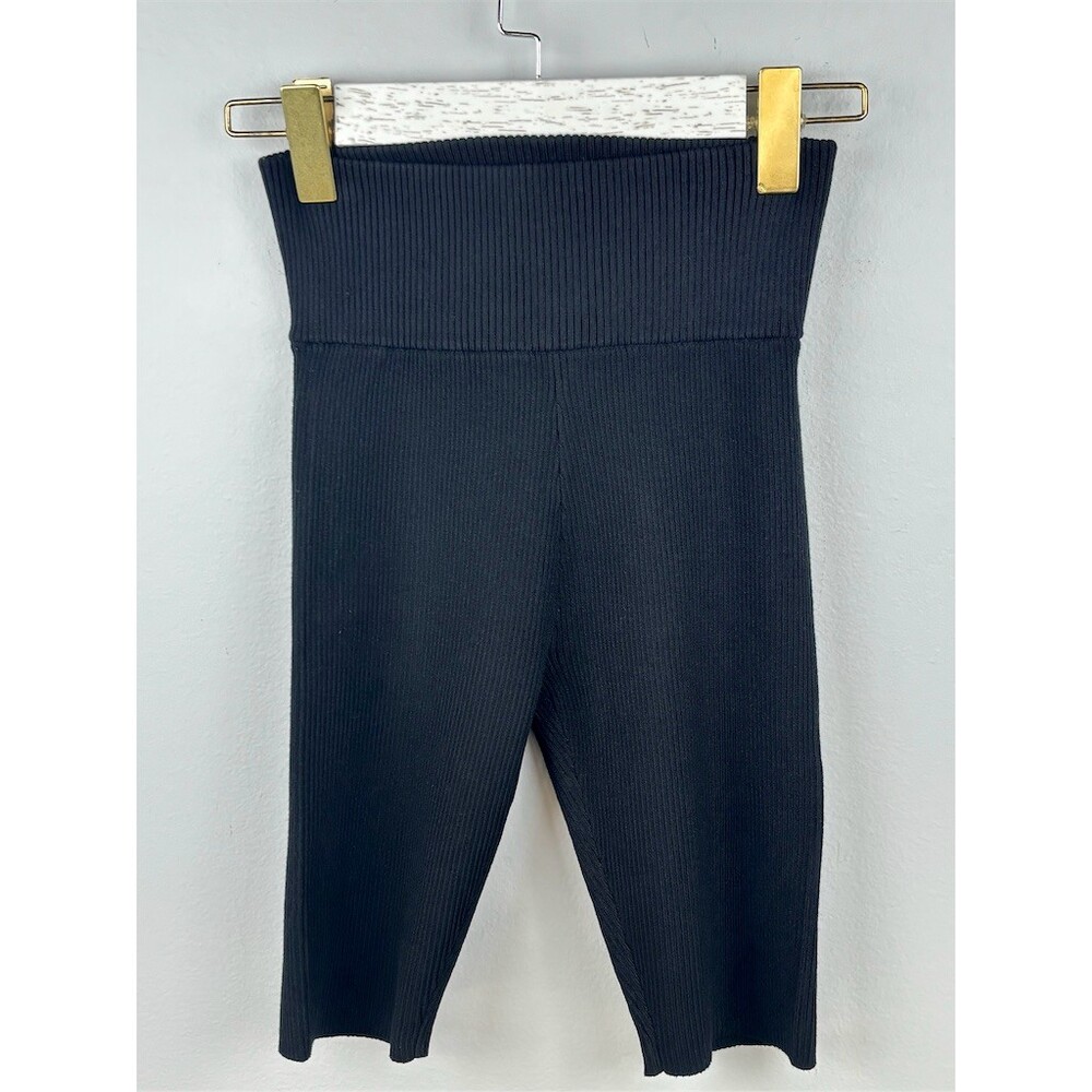525 America Women’s Black Ribbed Seamless High Waist Knit Biker Shorts